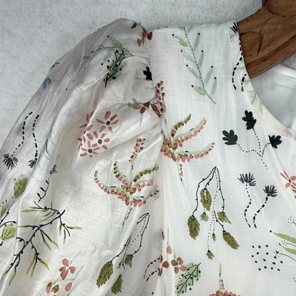 Soaked in Luxury Tunic Dress‎ L Floral Puff Sleeve ethereal cottagecore coastal